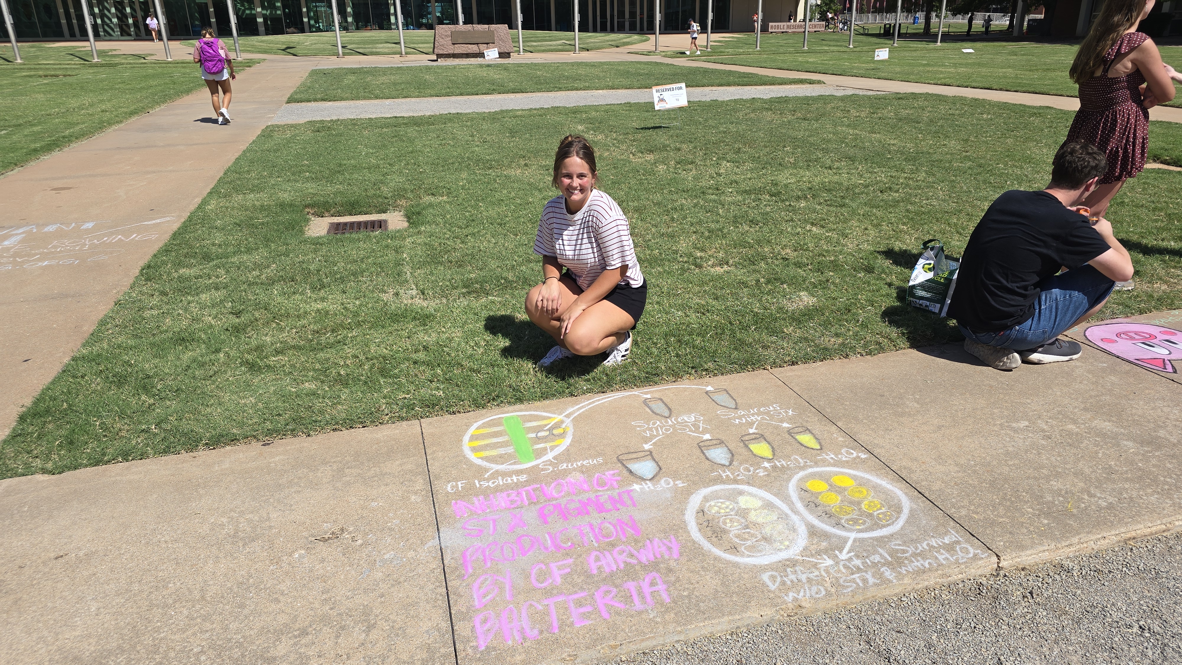 Campbell presenting her chalk presentation at the Undergraduate Fall Research Sidewalk Symposium.